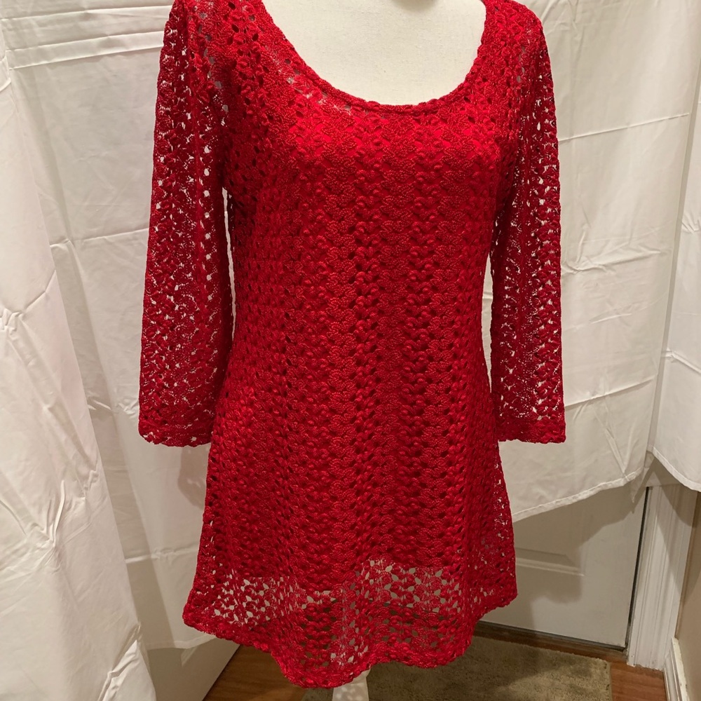 JM Collection Medium Red Tunic